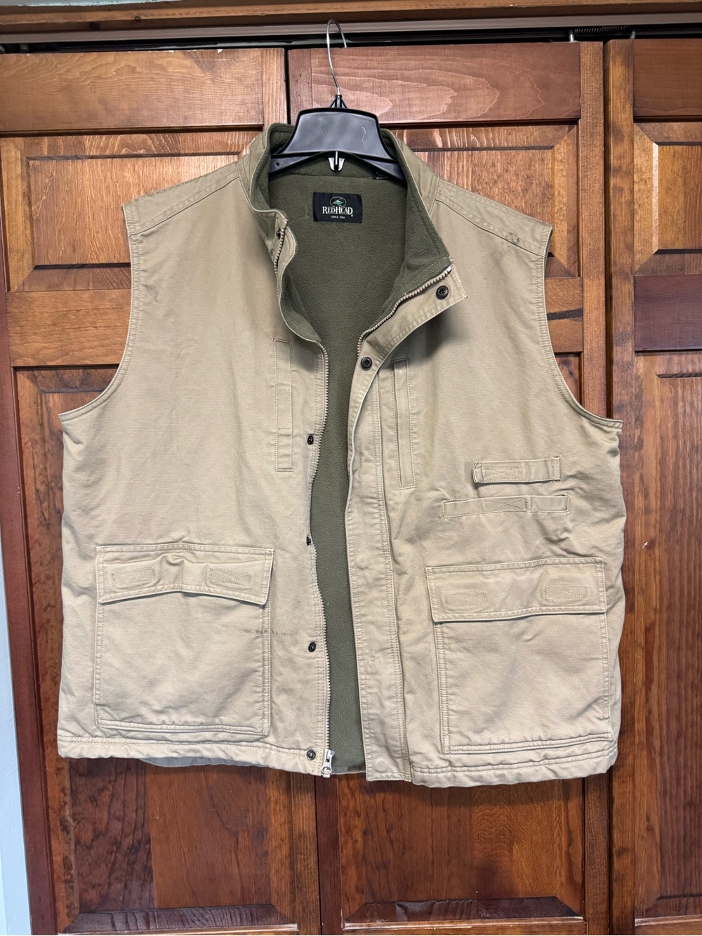 RedHead Men's Tan Field Vest with Olive Interior